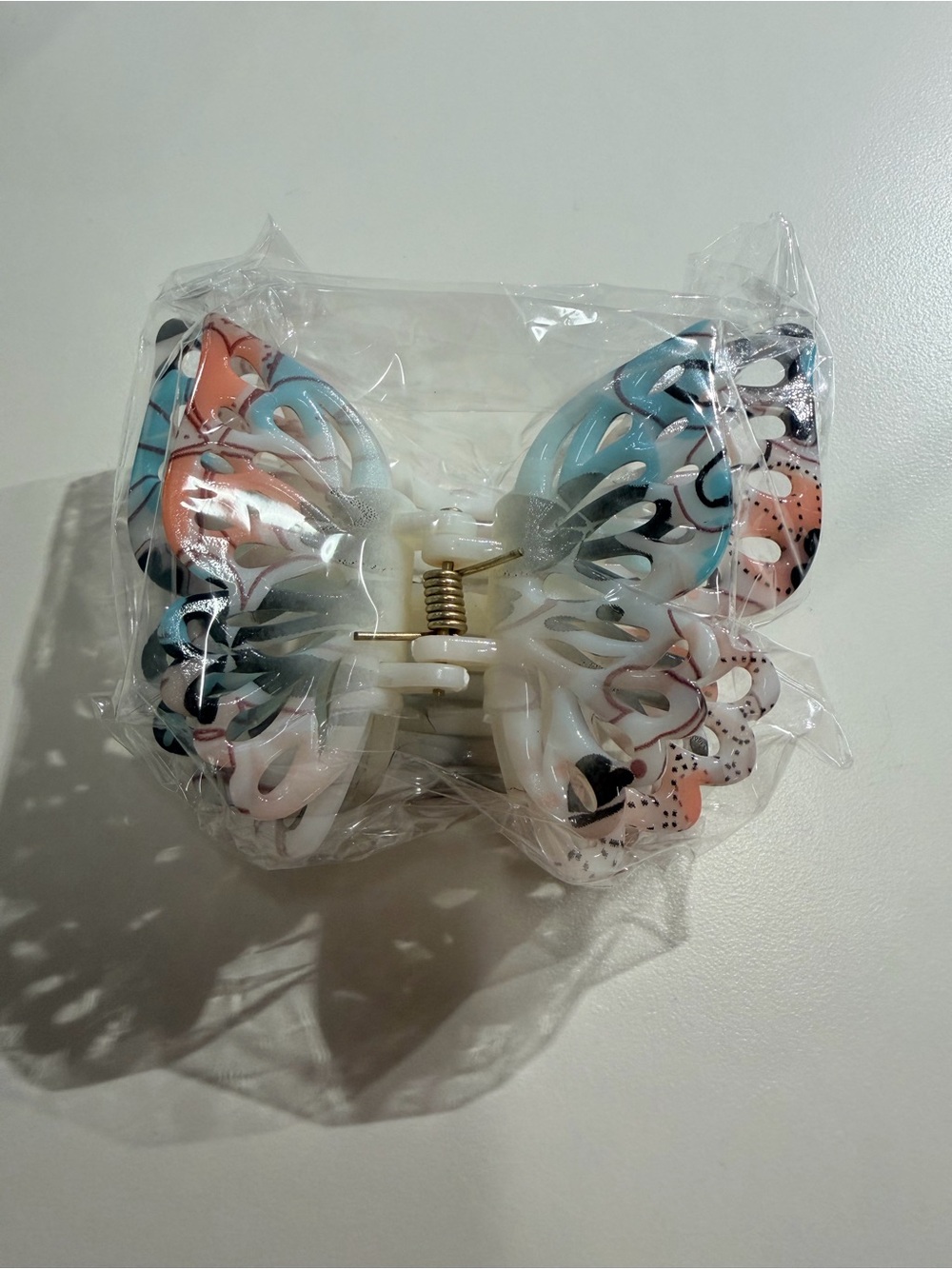 Ganz Butterfly Hair Claw Clip in Pastel Blue & Peach